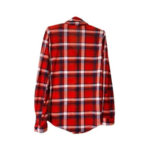 Girls shirt Sz 8 medium red flannel long sleeves button down butter soft - Picture 2 of 8
